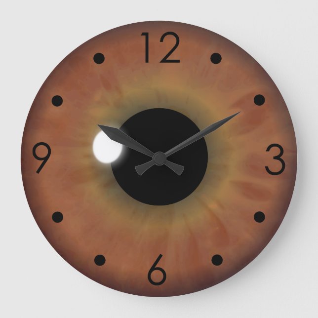 Brown Eye Iris Eyeball Custom Large Round Clock (Front)