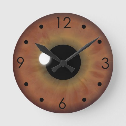 Brown Eye Iris Eyeball Custom Medium Round Clock