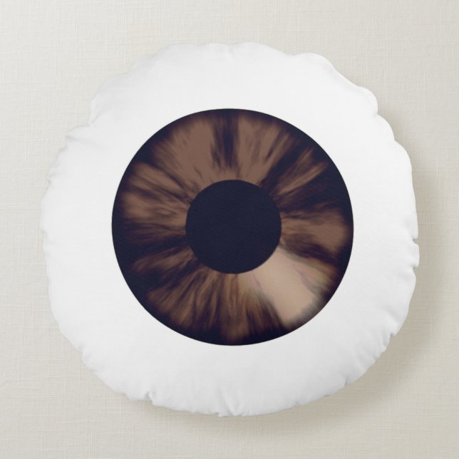 Brown Eyeball Round Pillow (Front)