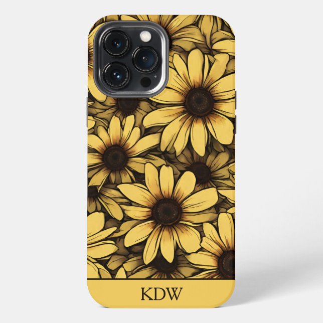 Brown Eyed Susan Monogram  Iphone Case (Back)