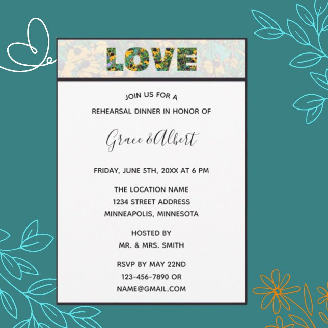 Brown-eyed Susan's LOVE Rehearsal Dinner Invitation (Creator Uploaded)