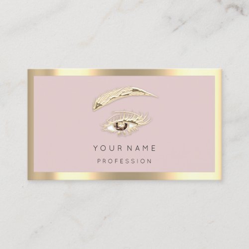 Brown Eyelash Brow Makeup Logo Qr Code Rose Gold   Business Card