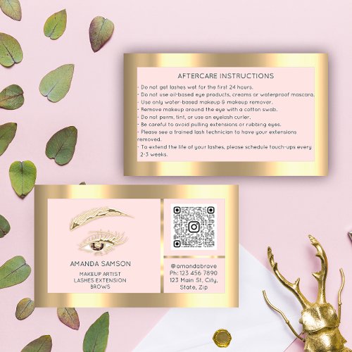 Brown Eyelash Microblade QrCode Aftercare  Business Card