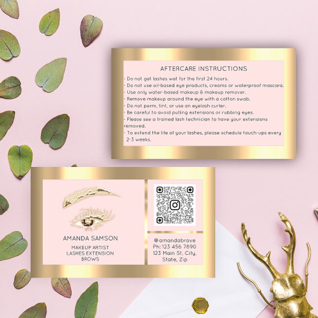 Brown Eyelash Microblade QrCode Aftercare  Business Card (Brown Eyelash Microblade QrCode Aftercare Business Card)