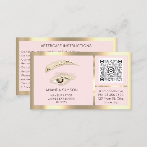 Brown Eyelash Microblade QrCode Aftercare  Business Card