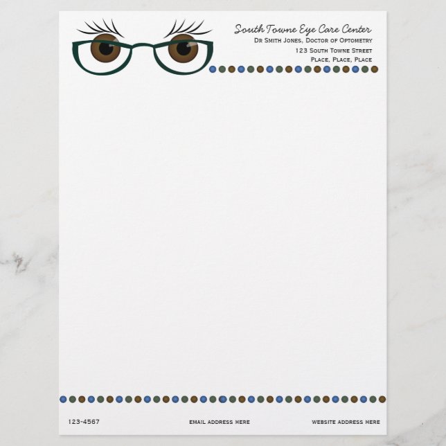 Brown Eyes and Glasses Letterhead (Front)