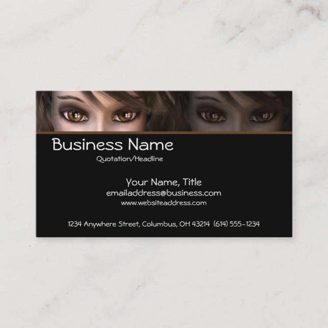 Brown Eyes D1 - Fantasy Business Cards (Front)