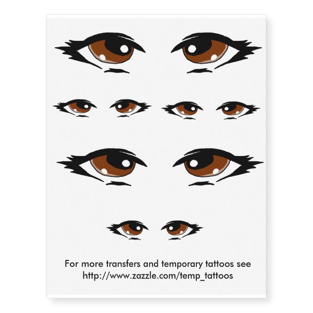 Brown eyes design transfers and temporary tattoos (Front)