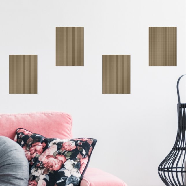 Brown fabric with a repeating vertical pattern of  wall art sets (Livingroom)