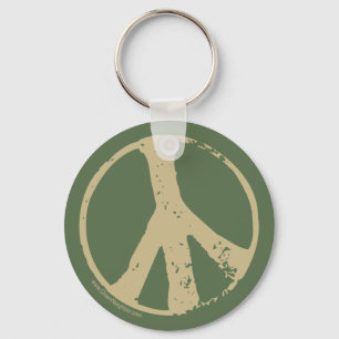Brown Faded, Grunge Style Peace Sign Keychain