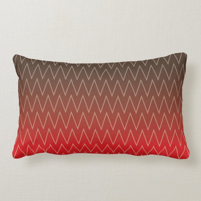 Brown Faded to Red Chevron Gradient Pattern Pillows