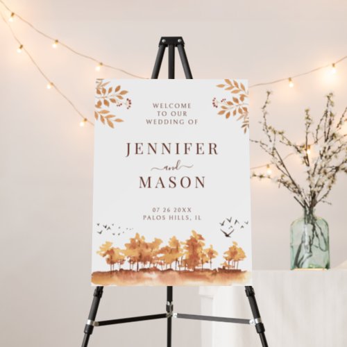 Brown Fall Autumn Landscape Wedding Welcome Sign