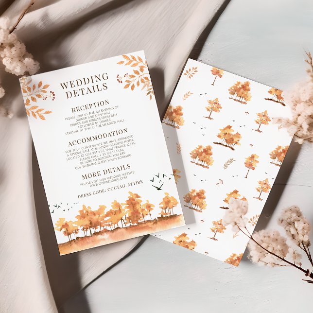 Brown Fall Autumn Trees Wedding Details Cards (Creator Uploaded)