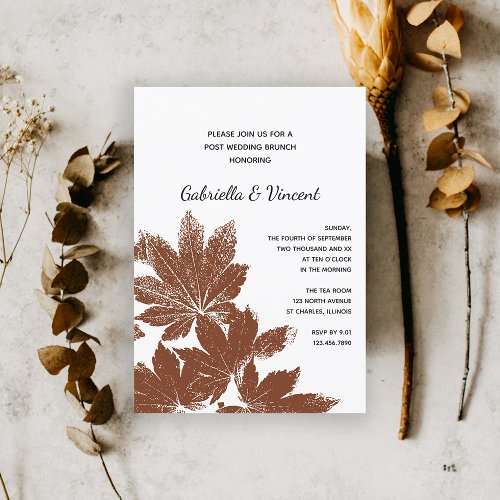 Brown Fall Leaf Stamp Post Wedding Brunch Invitation