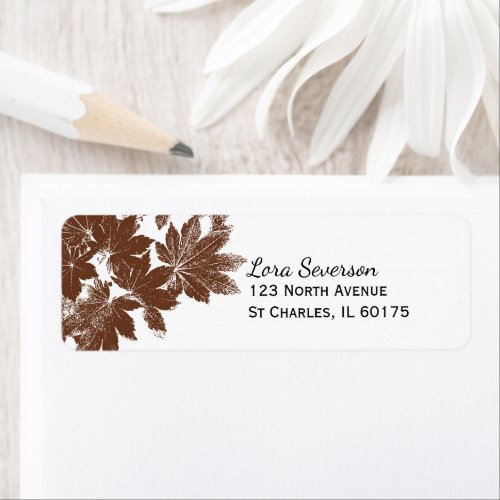 Brown Fall Leaf Stamp Return Address Label