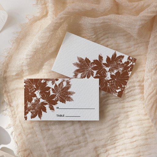 Customizable Leaf Stamp Wedding Place Card Business Card Templates