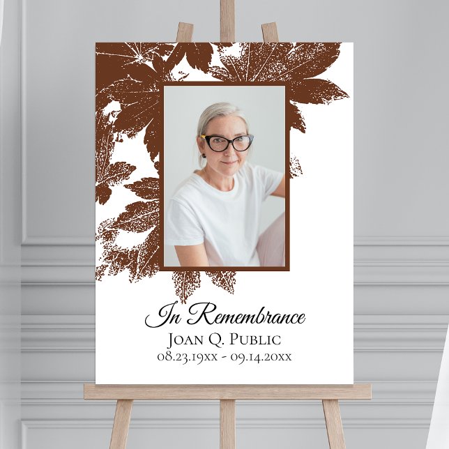 Brown Fall Leaves Celebration of Life Funeral Foam Board (Creator Uploaded)