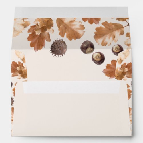 Brown Fall Leaves  Conkers Frame Thanksgiving  Envelope