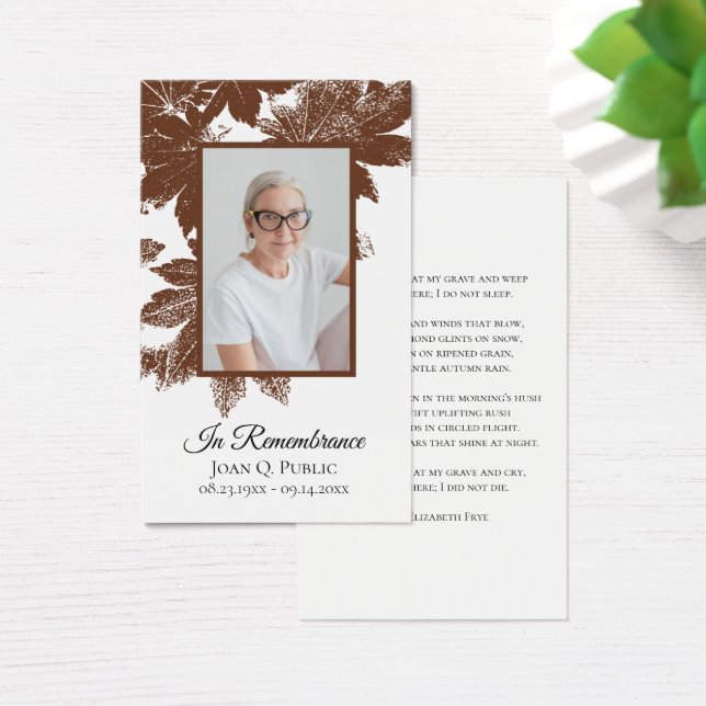 Brown Fall Leaves Funeral Memorial Prayer (Desk)