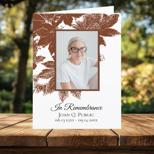 Brown Fall Leaves Funeral Memorial Sympathy Letterpress Thank You Card