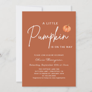 Brown Fall Little Pumpkin Baby Shower Invitation