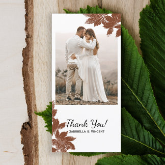 Brown Fall Maple Leaf Stamp Thank You Card