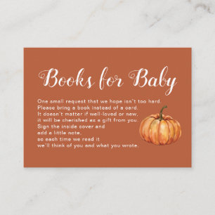 Brown Fall Pumpkin Baby Shower Books for Baby Enclosure Card