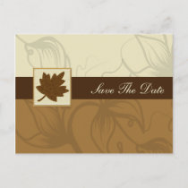 brown fall wedding save the date announcement postcard
