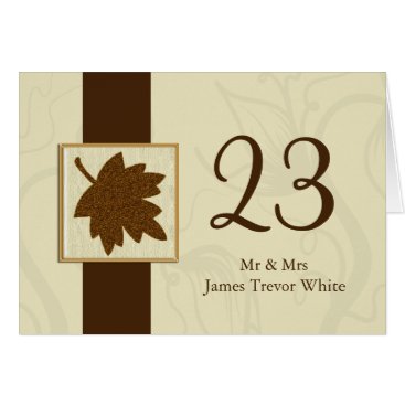 brown fall wedding table seating card