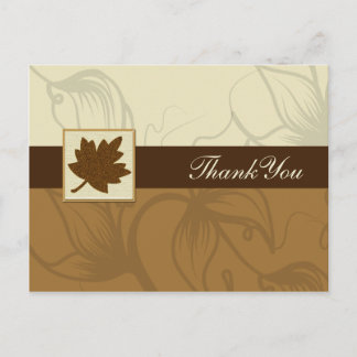 brown fall wedding Thank You Postcard