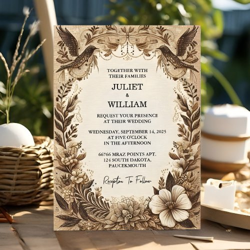 Brown Fall Wood Paperie Recycled Paper Wedding Invitation