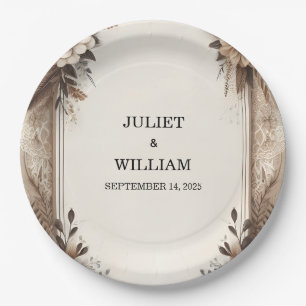 Brown Fall Wood Paperie Recycled Paper Wedding Plates