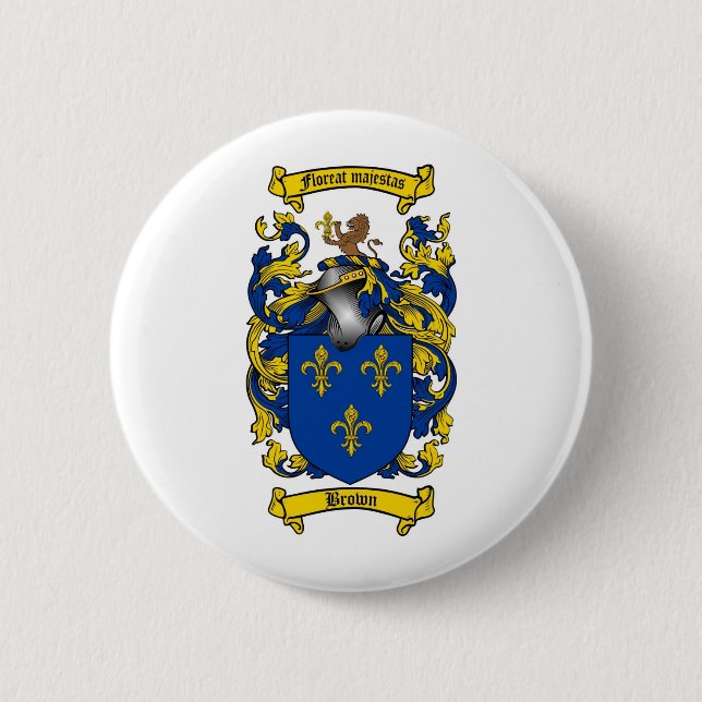 BROWN FAMILY CREST -  BROWN COAT OF ARMS BUTTON (Front)
