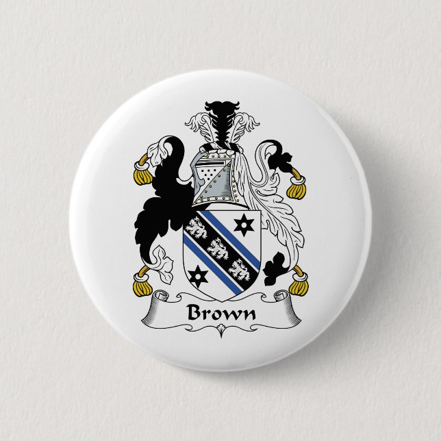 Brown Family Crest Pinback Button (Front)