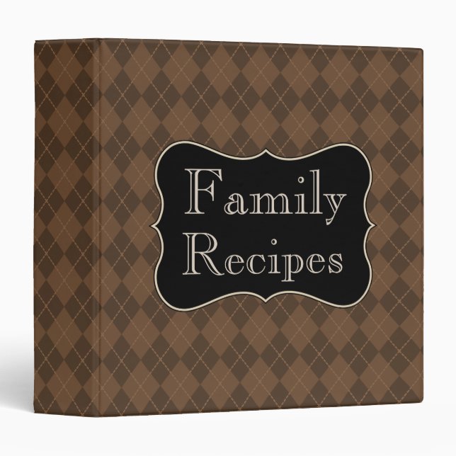 Brown Family Recipe Organizer Binder Gift (Front/Spine)