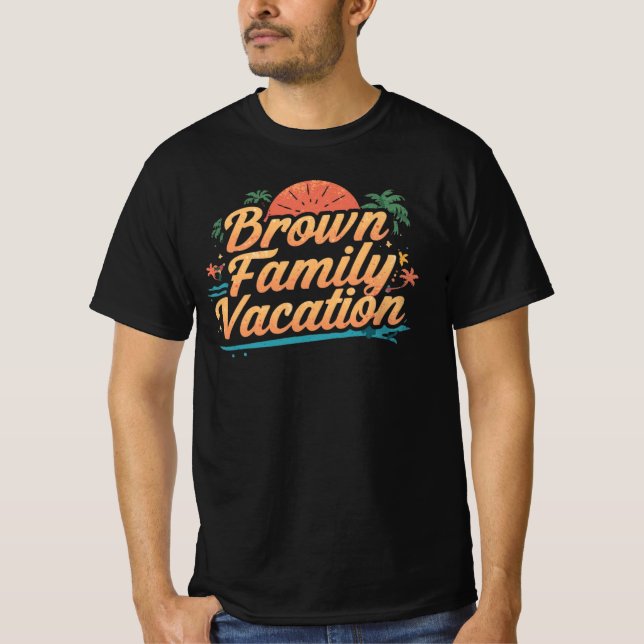 Brown Family Vacation Personalized Scenic Travel T-Shirt (Front)