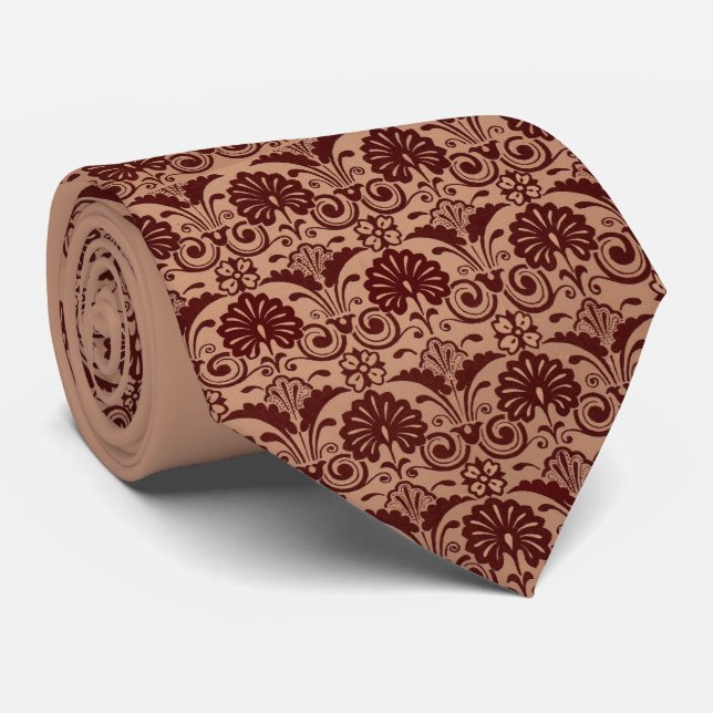 brown fans and fronds print neck tie (Rolled)