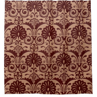 brown fans and fronds print shower curtain