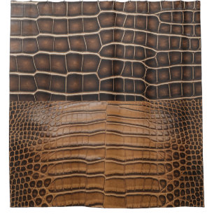Brown Faux Alligator Leather Shower Curtain