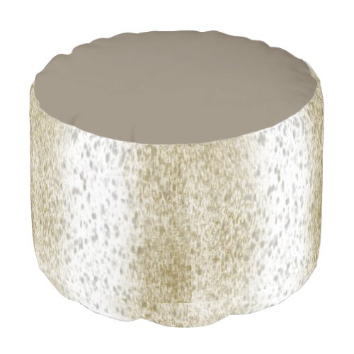 Brown Faux Cow Hide Pouf