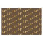 [ Thumbnail: Brown, Faux Gold 14th (Fourteenth) Event Tissue Paper ]