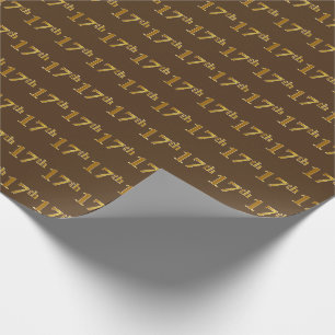 Brown, Faux Gold 17th (Seventeenth) Event Wrapping Paper