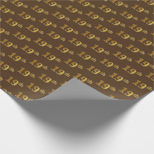 Brown, Faux Gold 19th (Nineteenth) Event Wrapping Paper