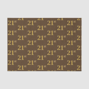 Brown, Faux Gold 21st (Twenty-First) Event Tissue Paper