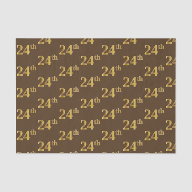 Brown, Faux Gold 24th (Twenty-Fourth) Event Tissue Paper (Front)