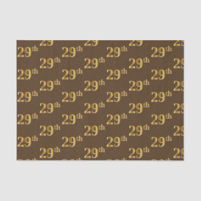 Brown, Faux Gold 29th (Twenty-Ninth) Event Tissue Paper (Front)