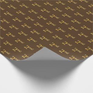 Brown, Faux Gold 2nd (Second) Event Wrapping Paper