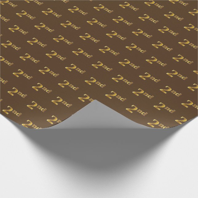 Brown, Faux Gold 2nd (Second) Event Wrapping Paper (Corner)