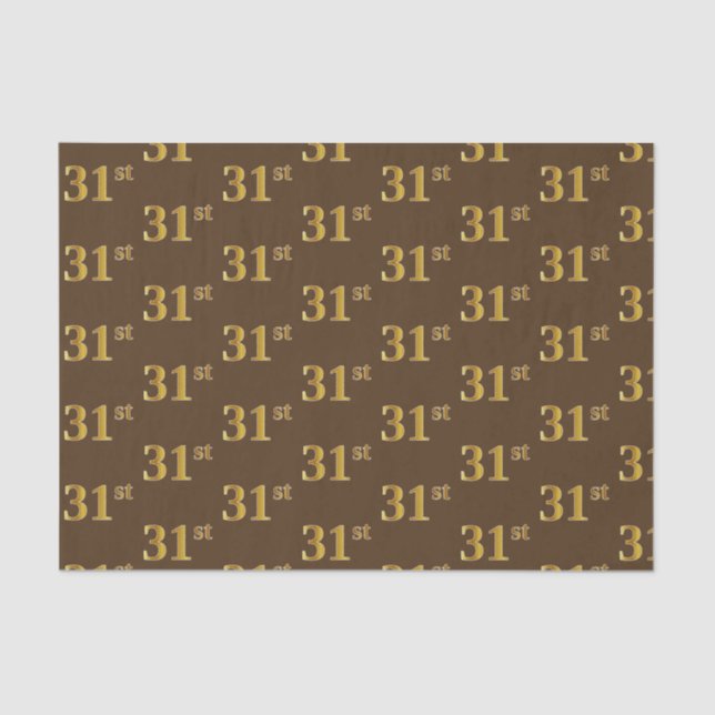Brown, Faux Gold 31st (Thirty-First) Event Tissue Paper (Front)