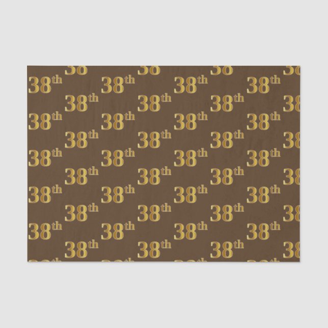 Brown, Faux Gold 38th (Thirty-Eighth) Event Tissue Paper (Front)